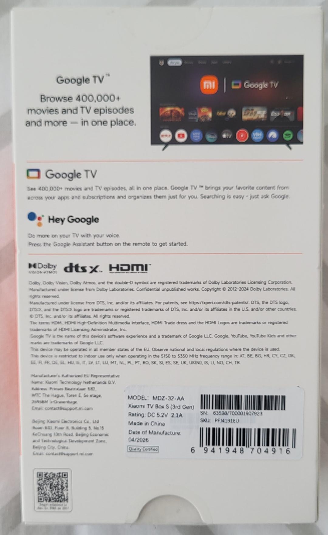 Xiaomi TV Box S 4K  3rd.Gen.